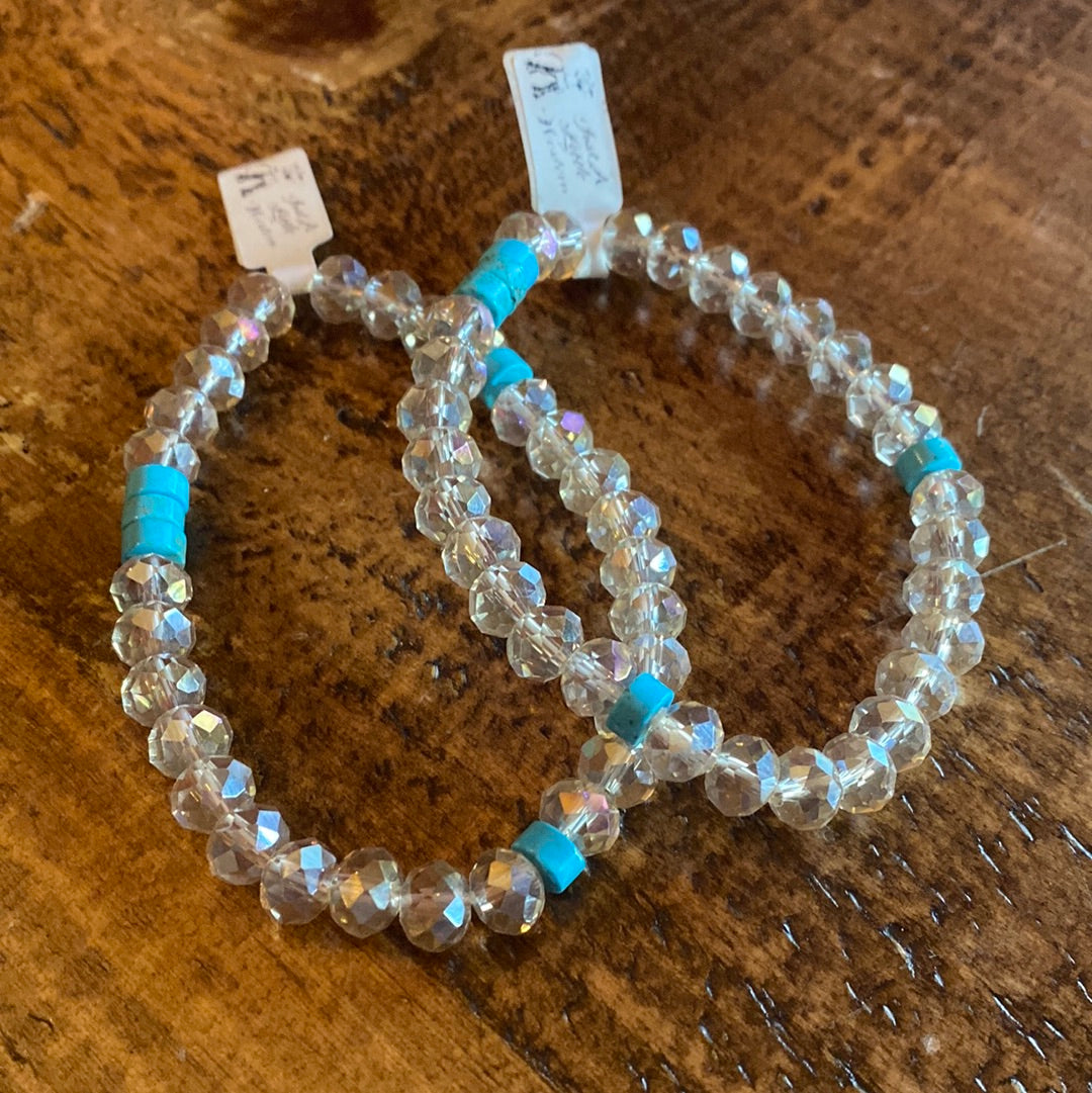 Silver Crystal and Turquoise Bracelet