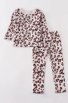 Girls Pink Leopard PJ Set