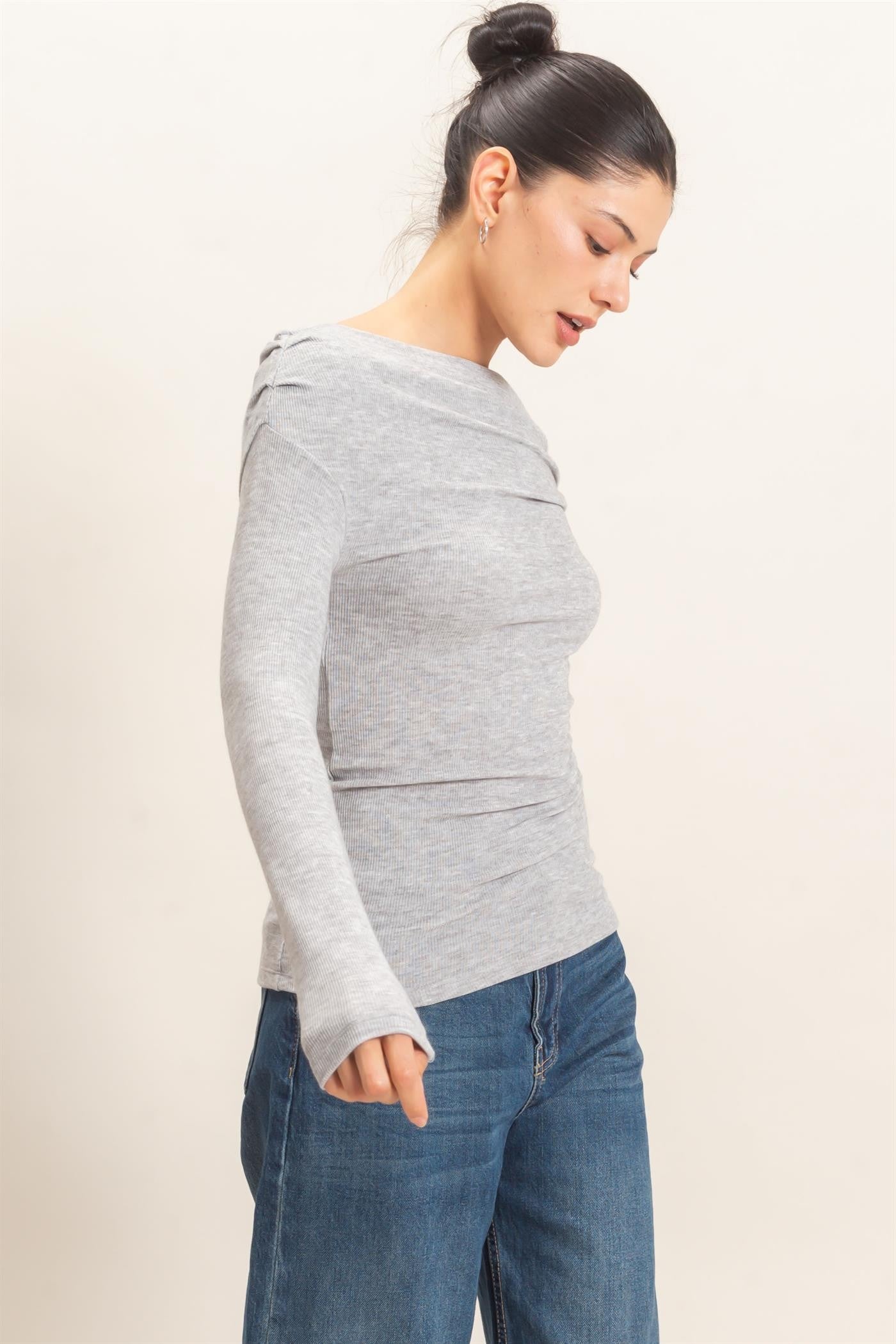 Asymmetrical Off the Shoulder Knit Top