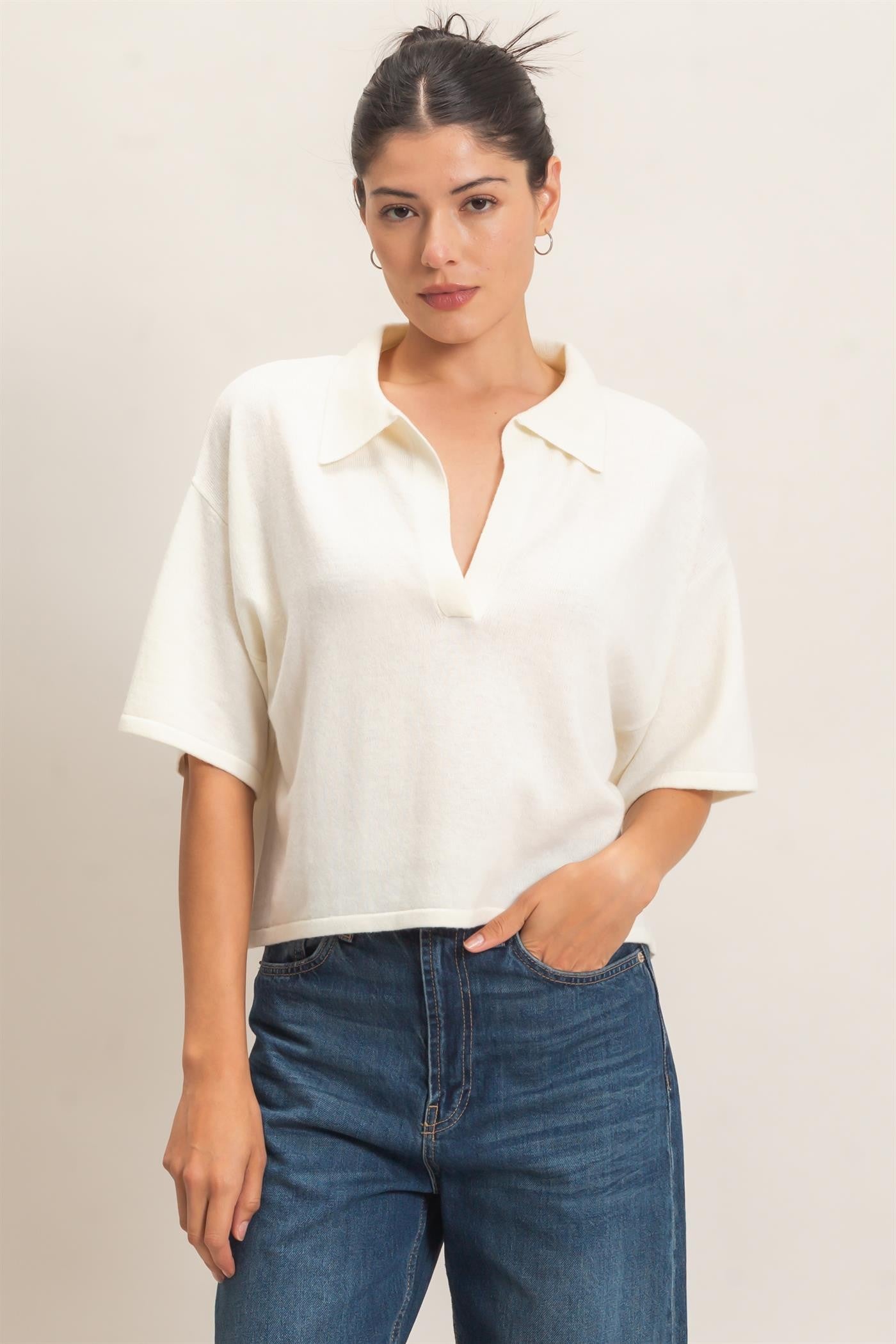 Collared V-Neck Sweater