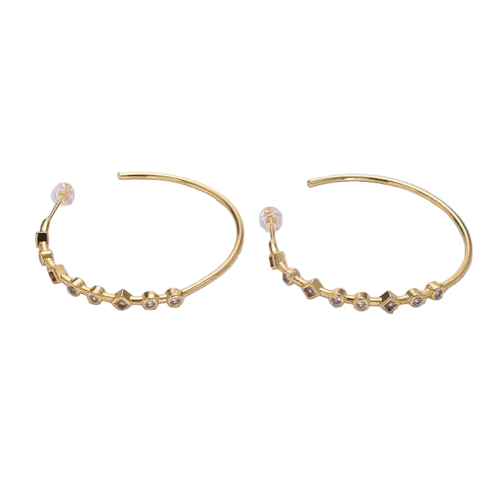 Gold Geometric CZ Hoop Earrings