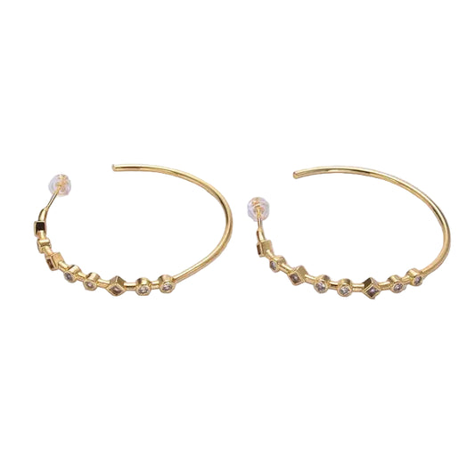 Gold Geometric CZ Hoop Earrings
