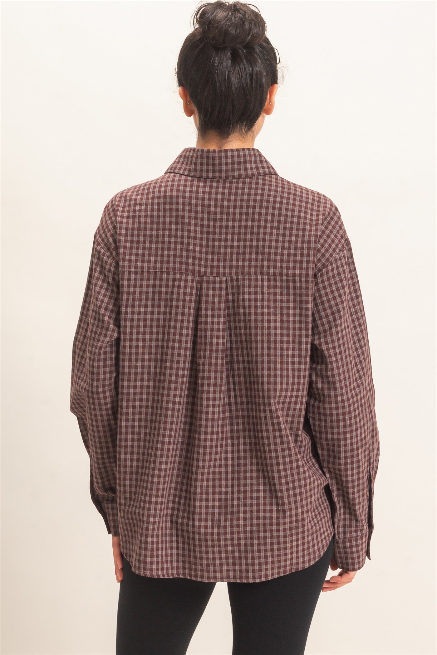 Brown Plaid Button Up Shirt