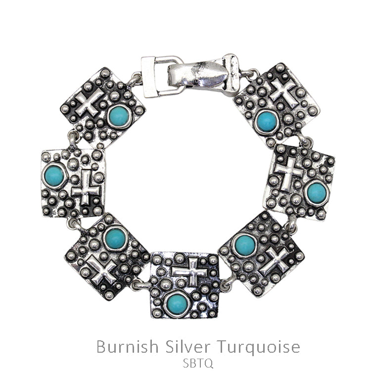 Turquoise & Cross Bracelet