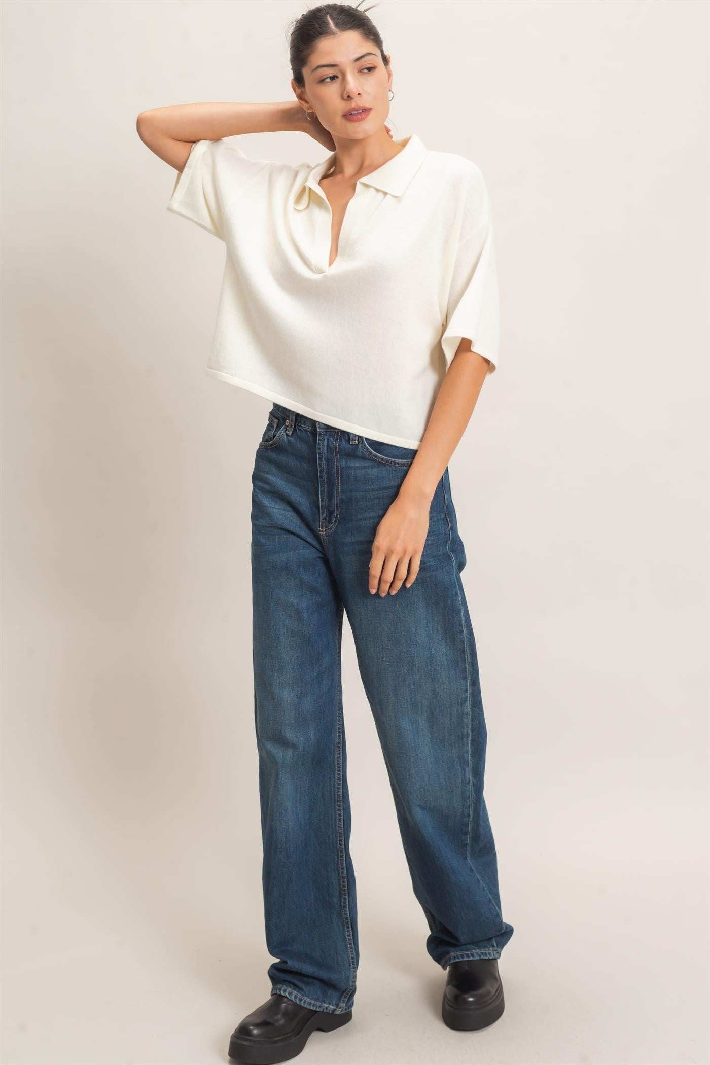 Collared V-Neck Sweater