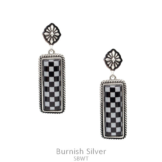 Checkered Bar Post Earrings