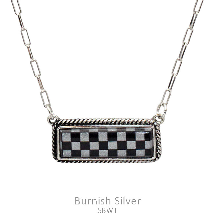 Checkered Bar Necklace