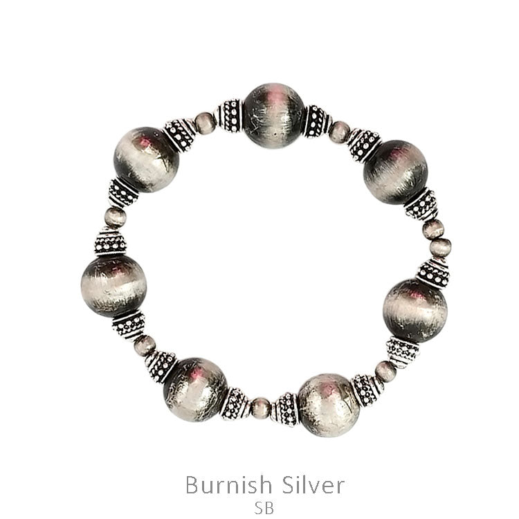 Pewter Pearl Stretch Bracelet