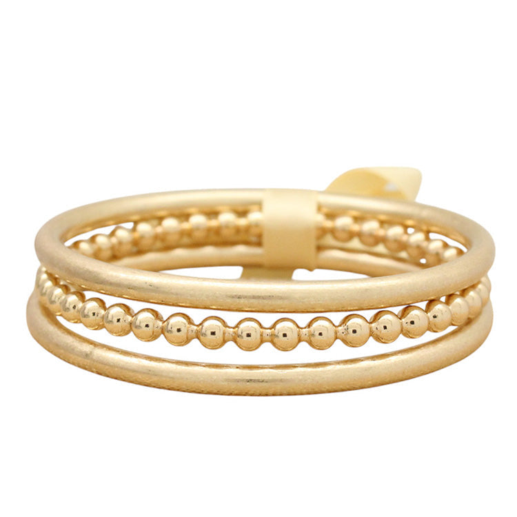 Gold Bangle & Bead Bracelet Set of 3