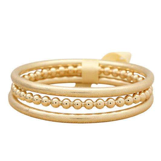 Gold Bangle & Bead Bracelet Set of 3