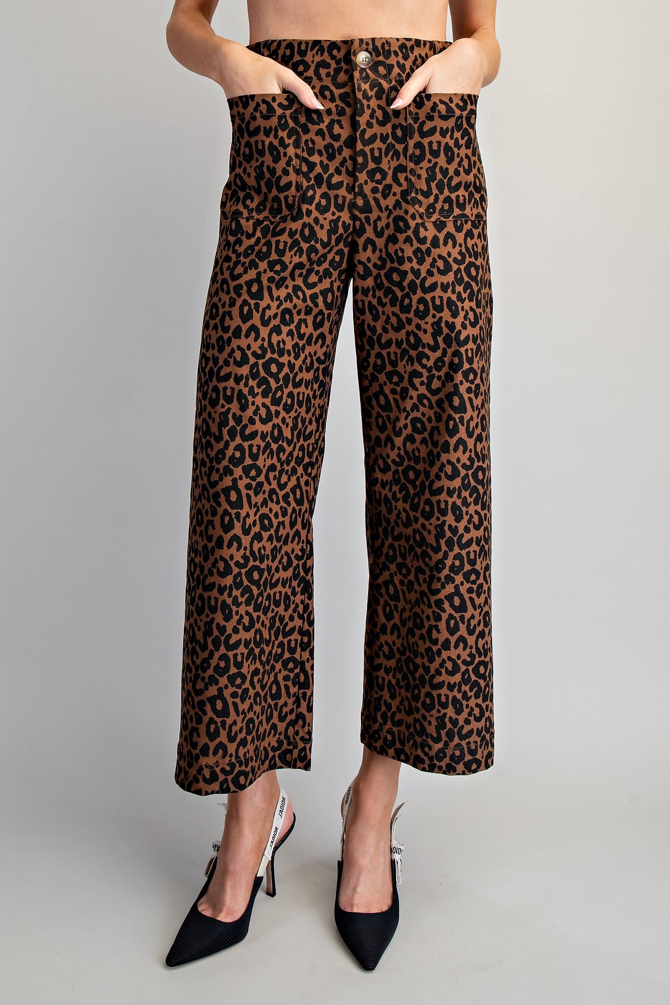 Leopard Printed Straight Leg Pants