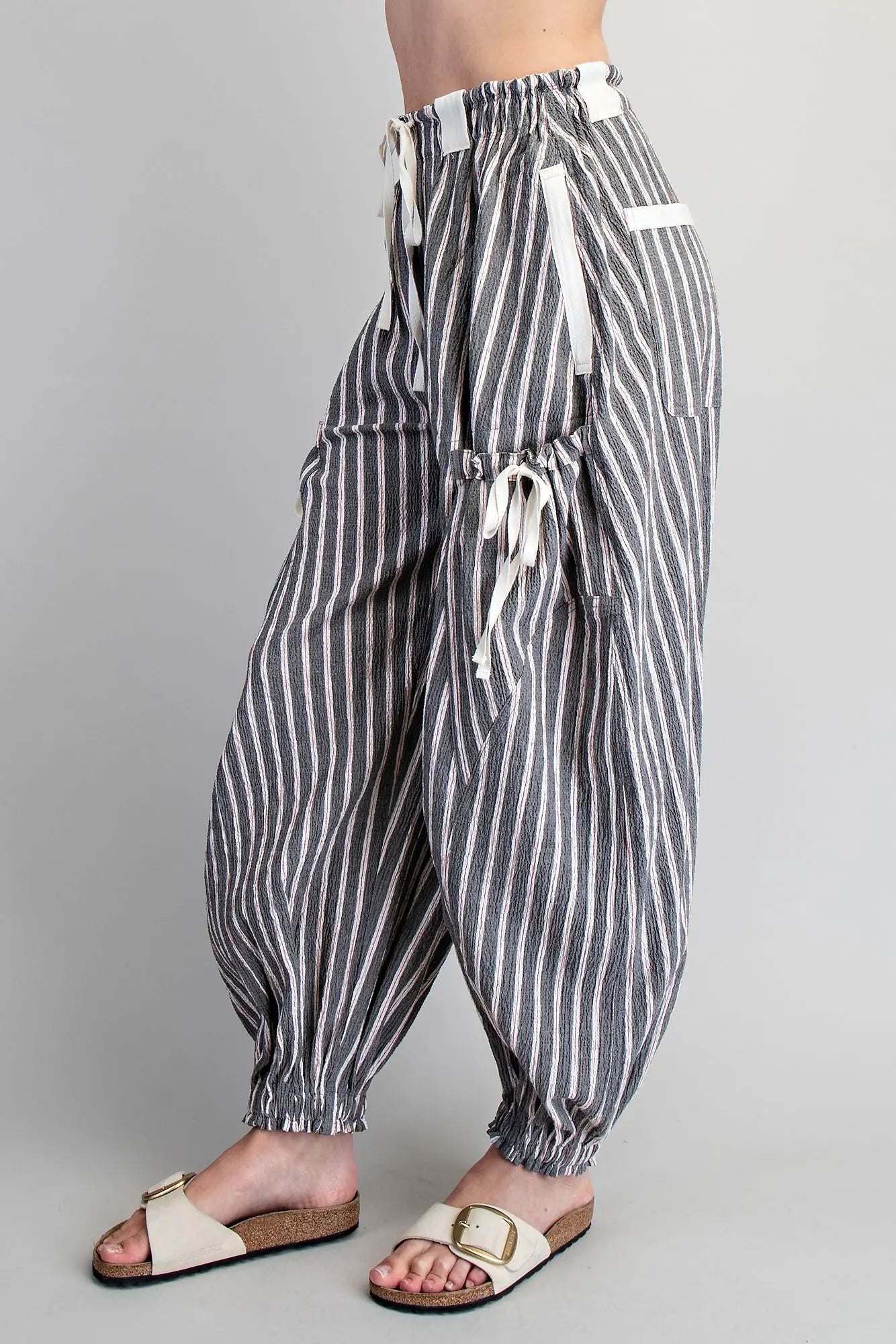 Striped Cargo Pocket Tapered Pants