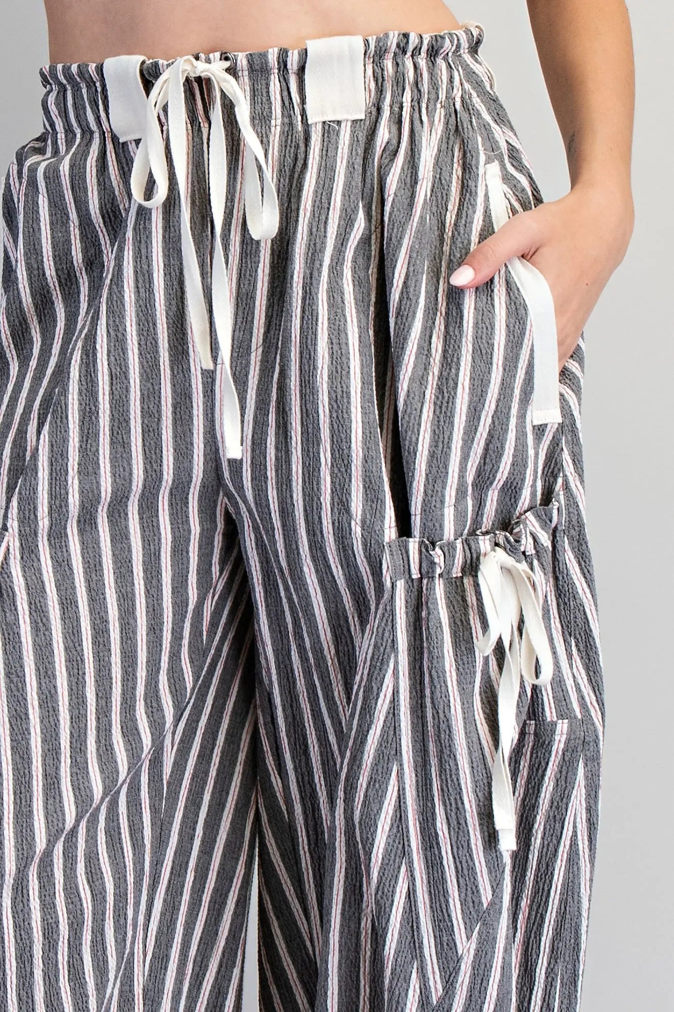 Striped Cargo Pocket Tapered Pants