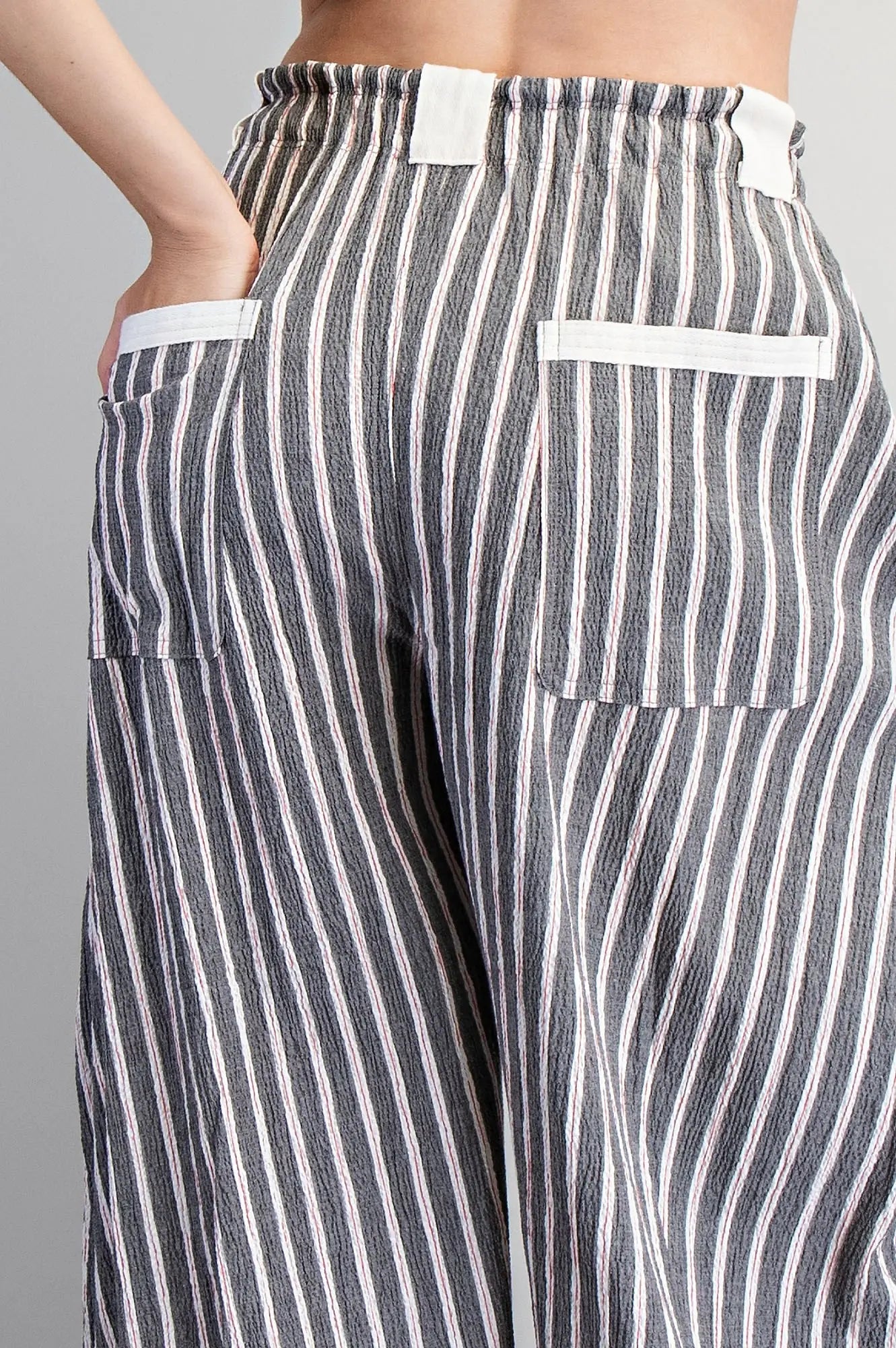 Striped Cargo Pocket Tapered Pants