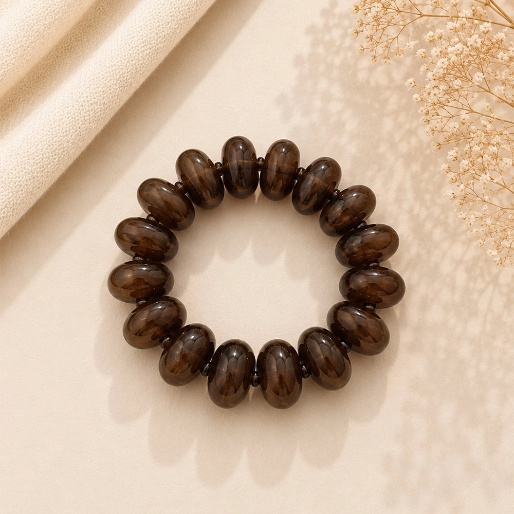 Chunky Brown Acrylic Beaded Stretch Bracelet