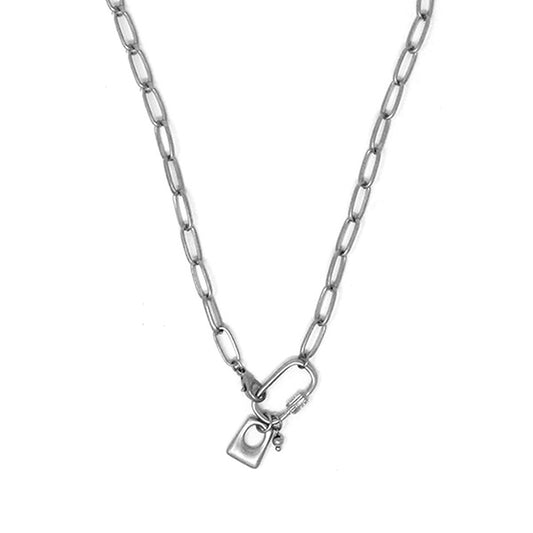 Silver Chain & Lock Necklace