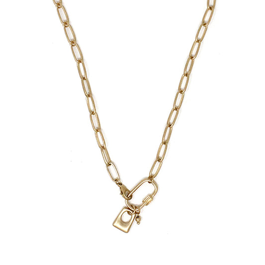 Gold Chain & Lock Necklace