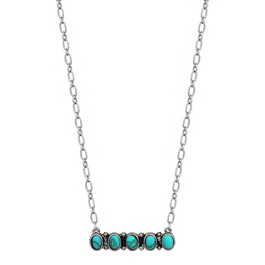 Five Turquoise Bead Bar Necklace