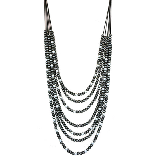 Pewter & Pearl Seven Layer Necklace