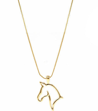 Gold Horse Outline Necklace