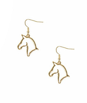 Gold Horse Outline Dangle Earrings