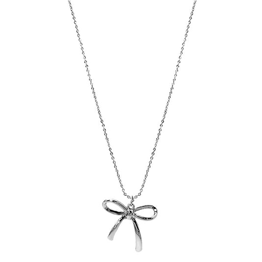 18" Silver Bow Pendant Necklace