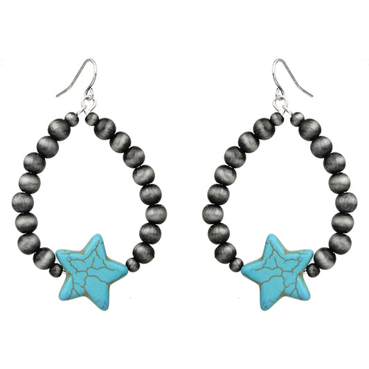 Navajo Hoops with Turquoise Star Earring