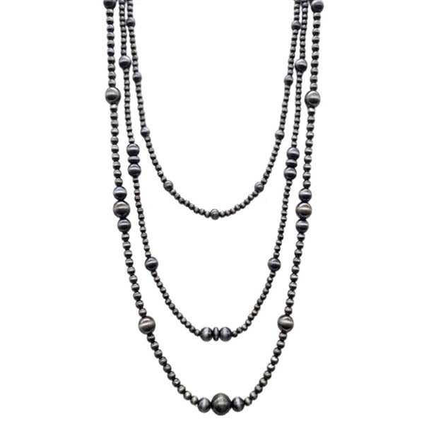 Triple Layered Pewter Pearl Necklace