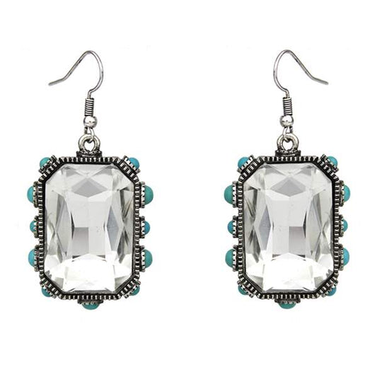 Glass & Turquoise Square Earring