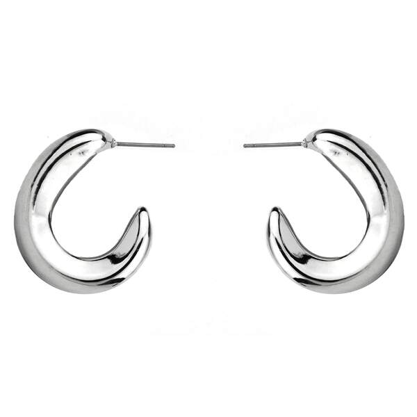 Chunky Silver Hoop Post Earrings