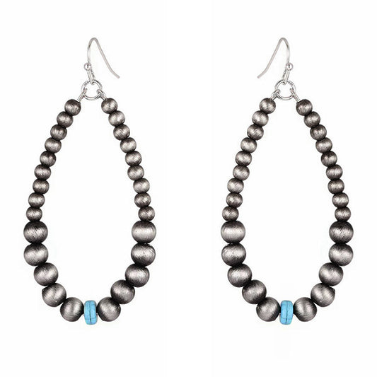 Pewter Pearl & Turquoise Teardrop Earring