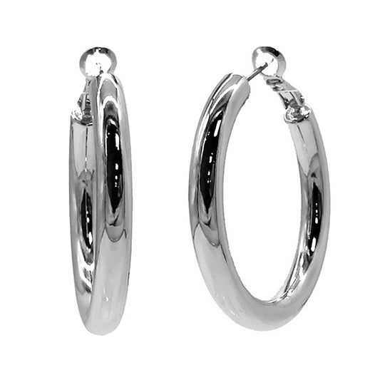 Shiny Silver Hoop Earrings