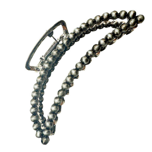 Pewter Pearl Cresent Hair Clip