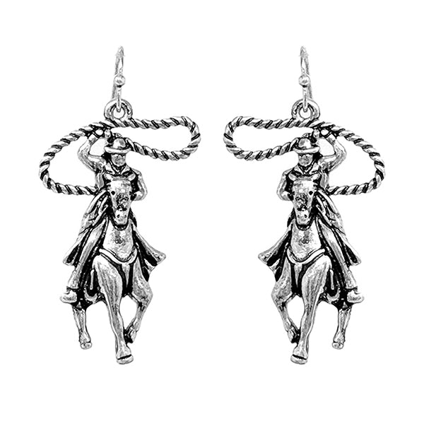 Silver Roper Cowboy Earrings