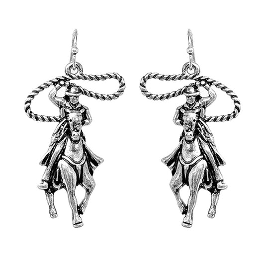 Silver Roper Cowboy Earrings