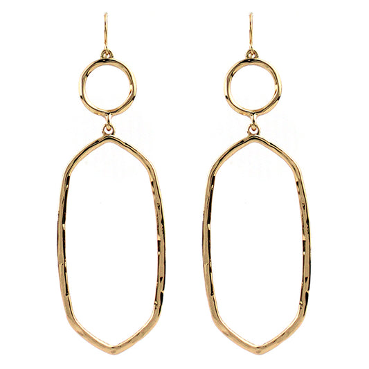 Thin Gold Hammered Open Oval Earrings