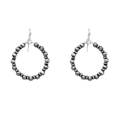 Medium Pewter Pearl Hoop Earrings