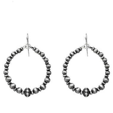 Large Pewter Pearl Hoop Earrings