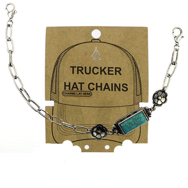 Turquoise Bar & Flower Chain Cap Jewlery