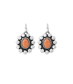 Beaded Coral Stone Post Earrings