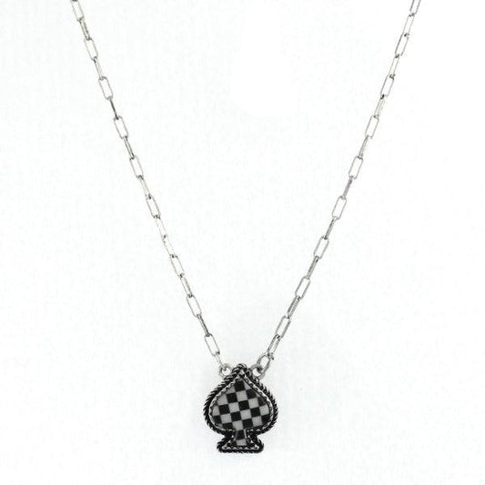 Checkered Spade Necklace