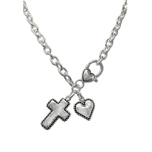 Cross & Heart Charm Necklace