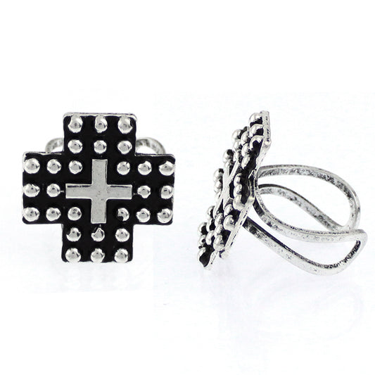 Block Cross Bubble Bead Ring