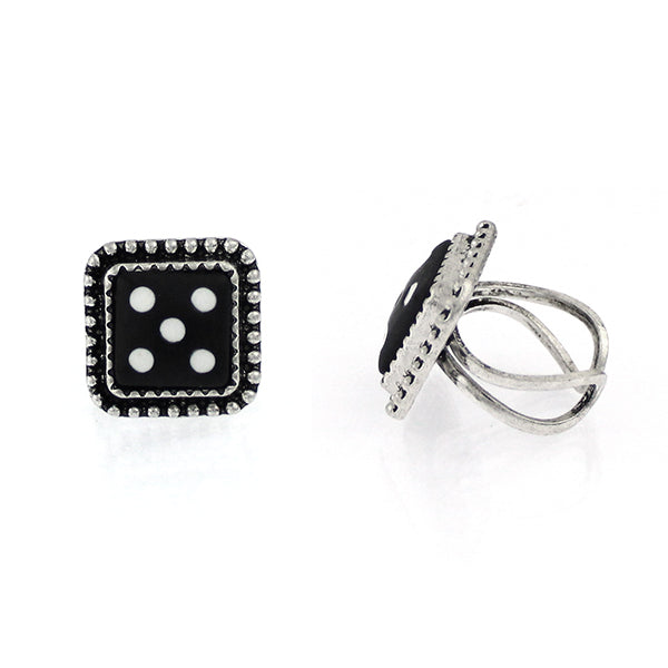 Black Dice Adjustable Ring