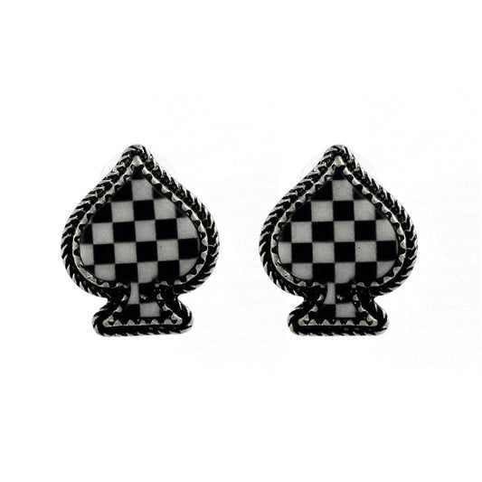 Checkered Spade Post Earrings