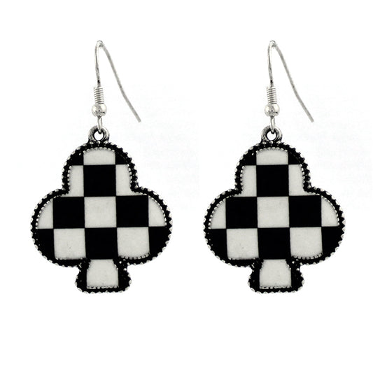 Checkered Club Dangle Earrings