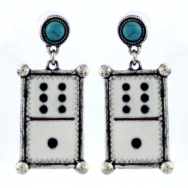 White Dice Post Earrings