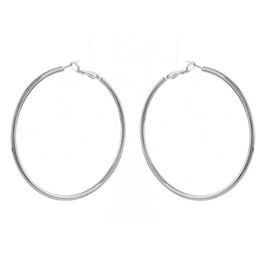 2.25" Simple Silver Hoop Earrings