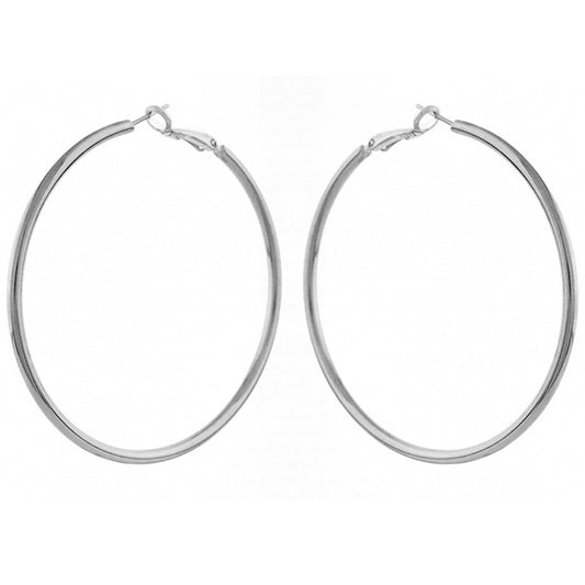 2.5" Simple Silver Hoop Earrings