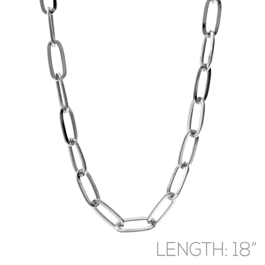 18" Silver Oval Link Chain Necklace